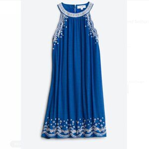 THML Vittoria Embroidered Scallop Detail Sleeveless Dress Small S